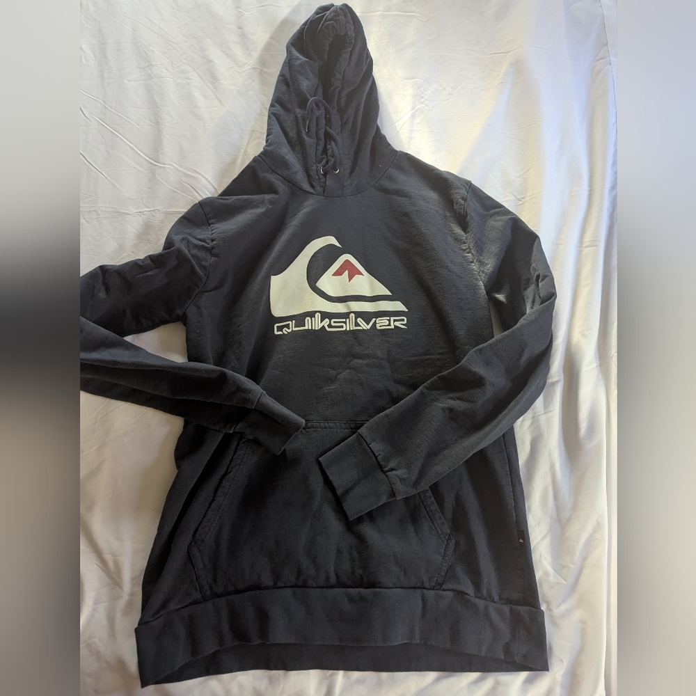 Quicksilver‎ Women's XL Black Long Sleeve Graphic Logo Hoodie Sweatshirt
